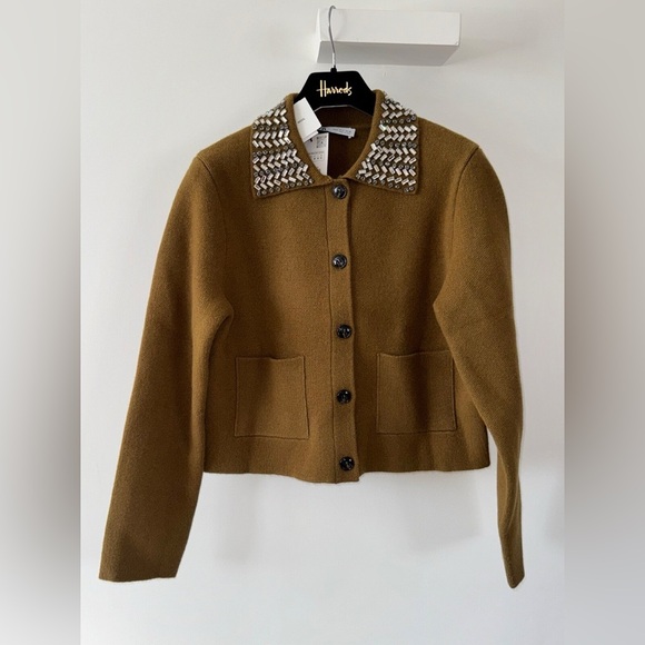 ZARA Jewel Embellished Collar Cardigan - Picture 7 of 9